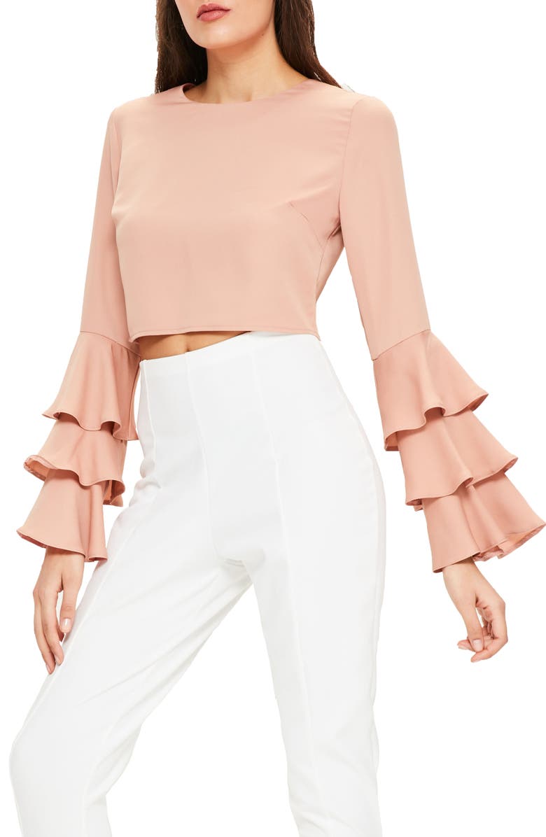 Missguided Ruffle Crop Blouse, Main, color, 