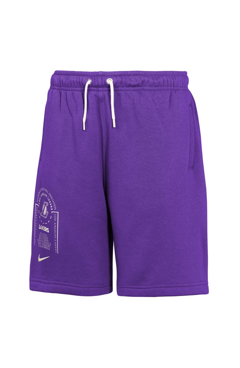 Nike Youth Nike Purple Los Angeles Lakers Courtside Club Fleece Shorts, Alternate, color, Purple