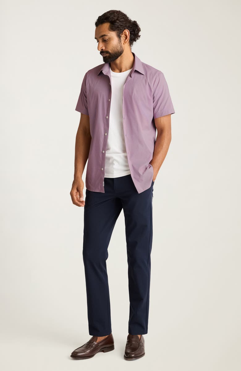 Bonobos Tech Slim Fit Short Sleeve Button-Up Shirt, Alternate, color, Purple