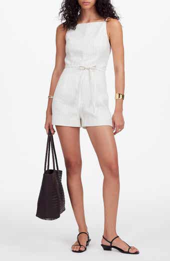 Madewell Square Neck Sleeveless Pleated Romper