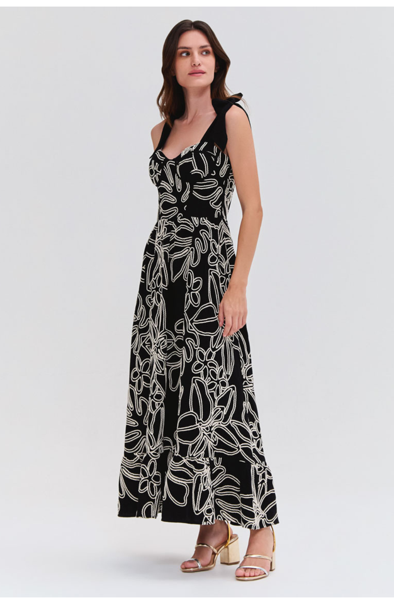 PatBO Asas Linen Lace Midi Dress, Alternate, color, 