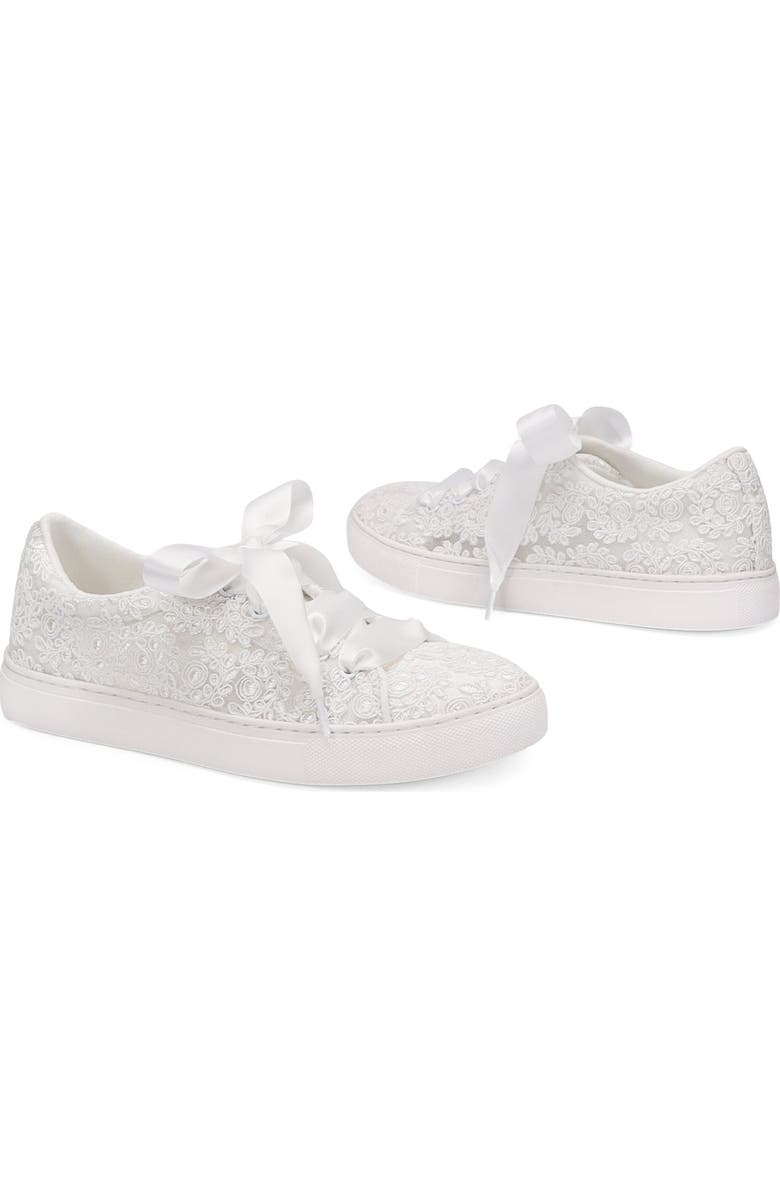 Kailee P Gia Crochet Lace Wedding Platform Sneakers, Alternate, color, White