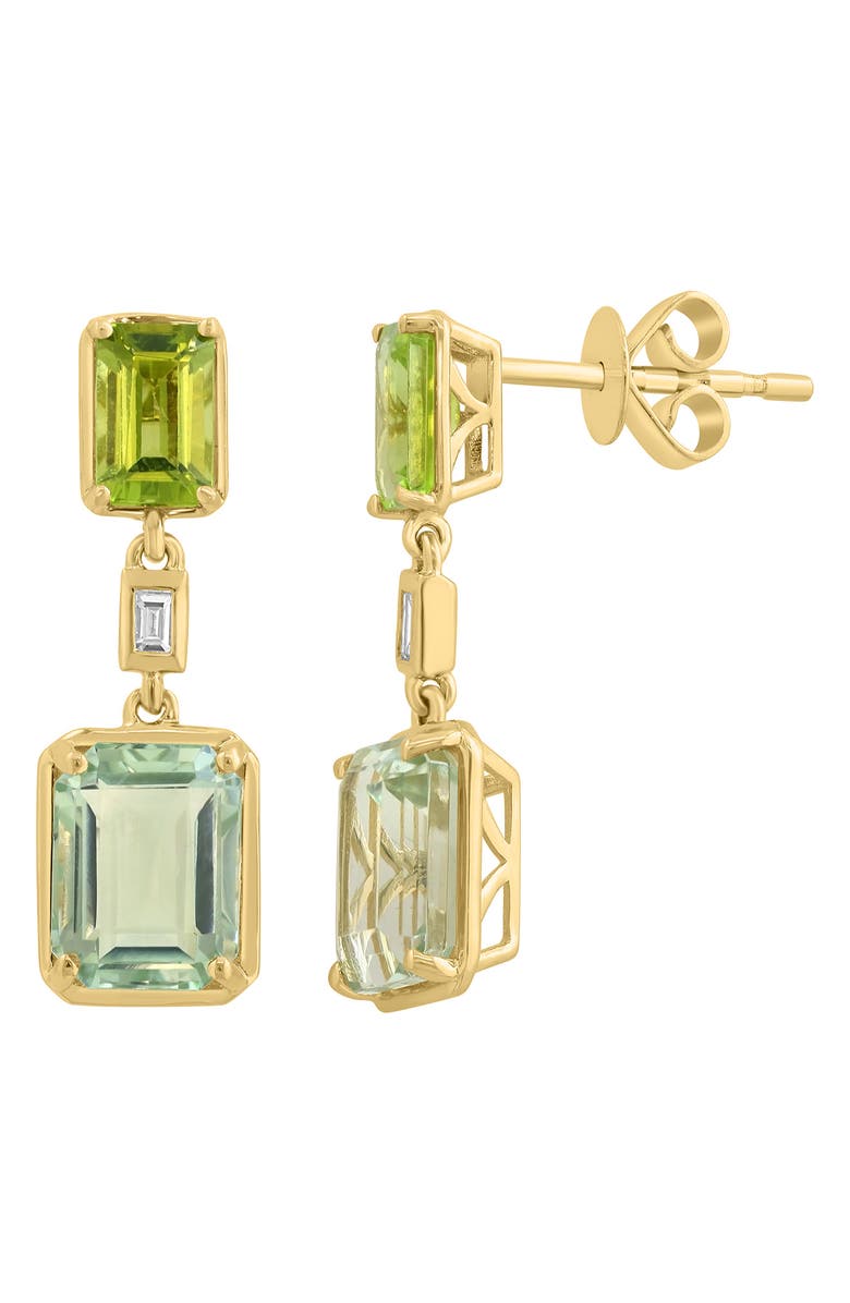 EFFY 14K Gold Green Amethyst Diamond & Peridot Drop Earrings - 0.04ct., Alternate, color, Green