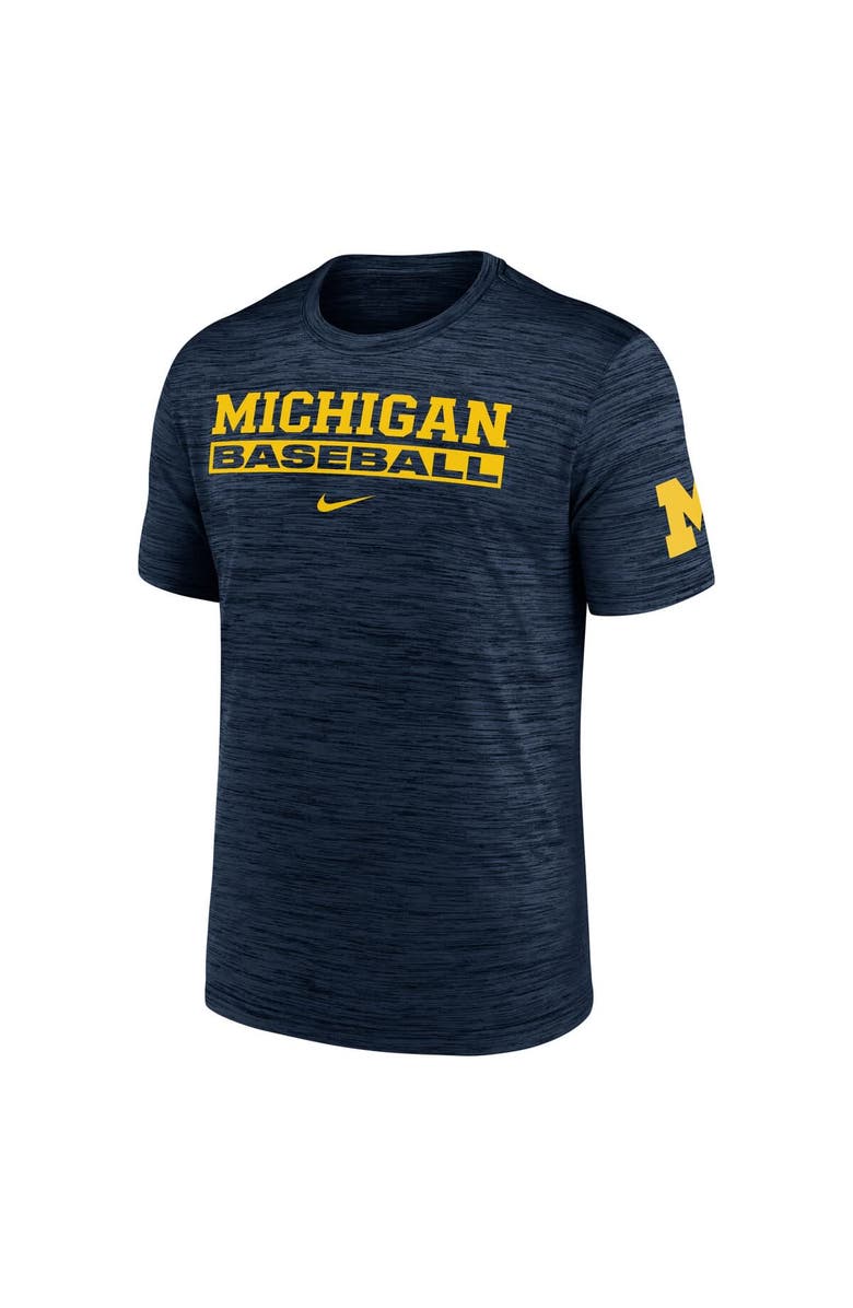 Nike Men's Nike Navy Michigan Wolverines Velocity Baseball Wordmark Stack Performance T-Shirt, Alternate, color, 