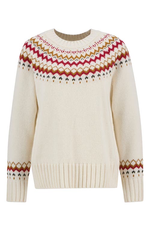 Barbour Tidal Fair Isle Cotton & Wool Blend Sweater In White