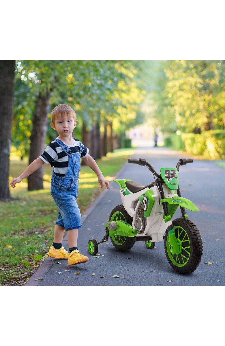 Aosom 12V Kids Dirt Bike Ride-On Toy, Alternate, color, Green