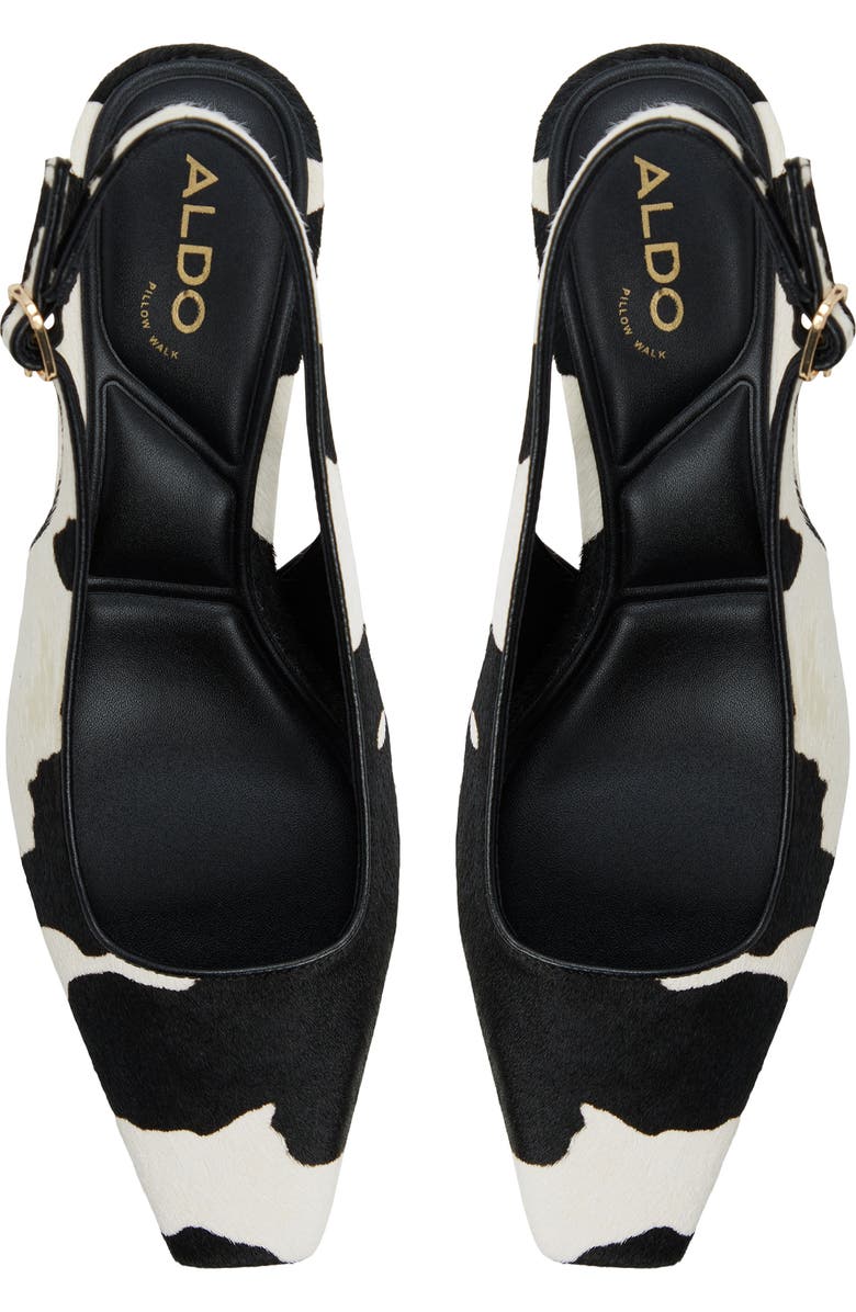 ALDO Gabrielle Calf Hair Slingback Pump, Alternate, color, White/ Black