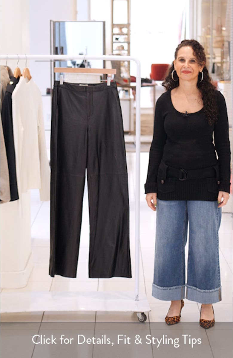 Livvy Straight Leg Lambskin Leather Trousers, sales video thumbnail