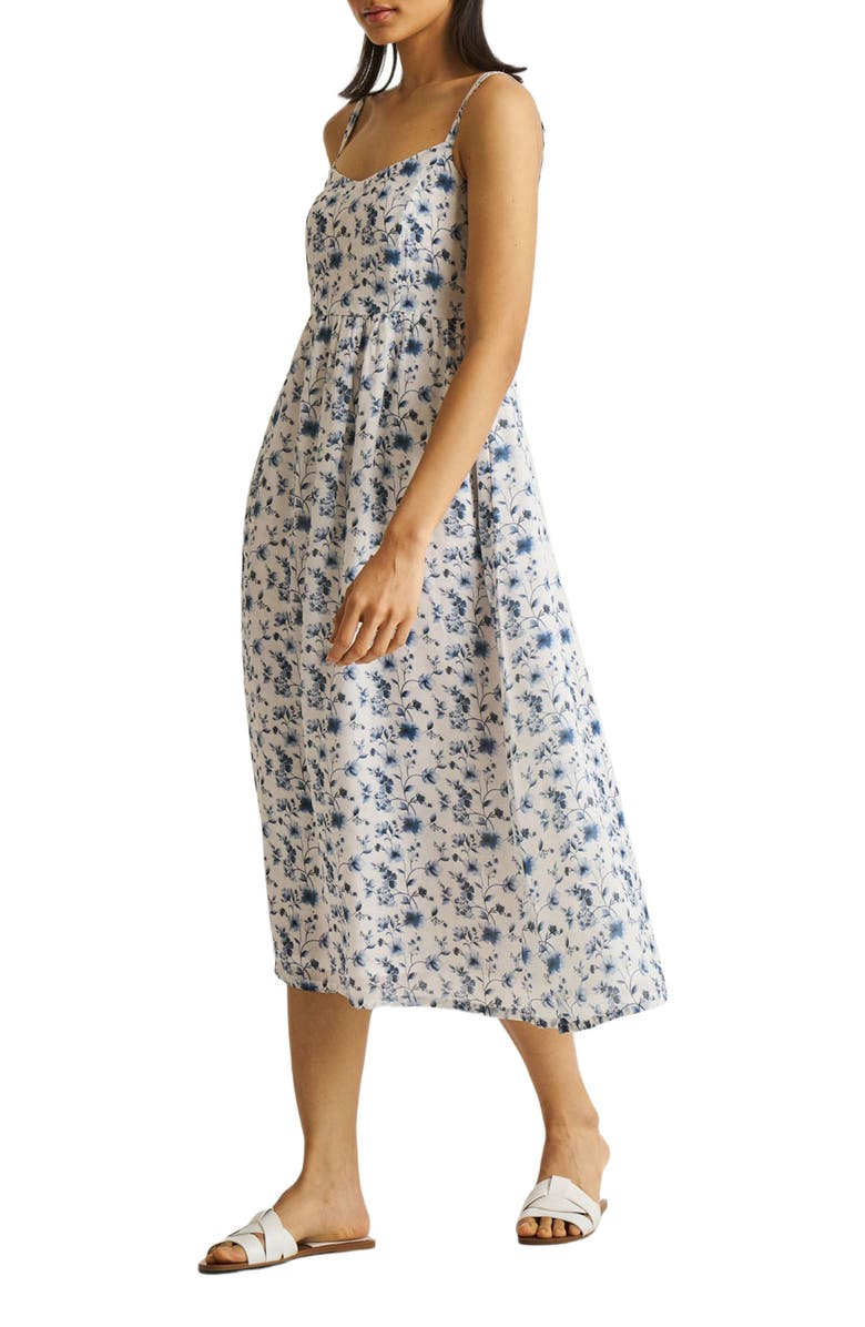 Reistor Strappy Gathered Midi Dress, Alternate, color, Wisteria Whimsy