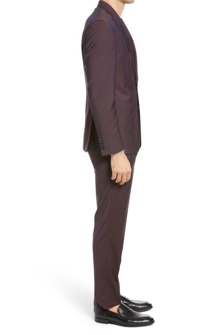 Roger Extra Trim Fit Solid Wool Suit, Alternate, color, BURGUNDY