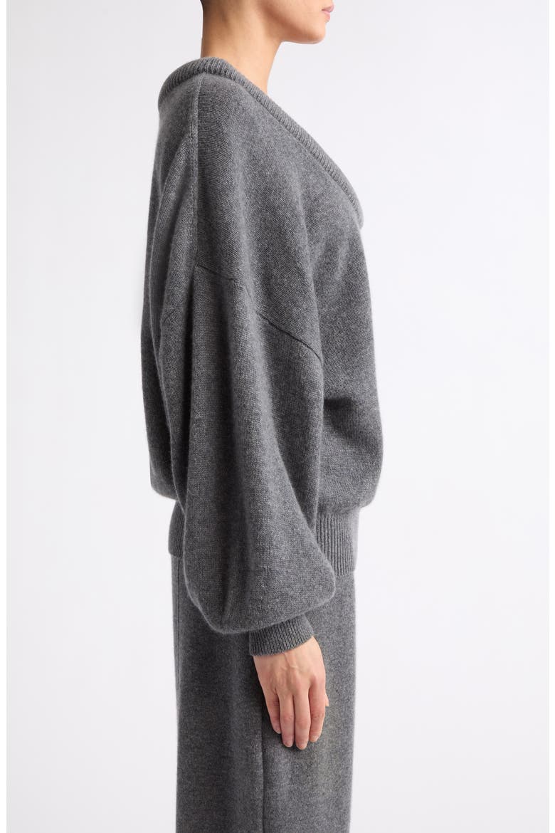 Doria Padded Scoop Neck Cashmere Sweater, Alternate, color, GRAPHITE