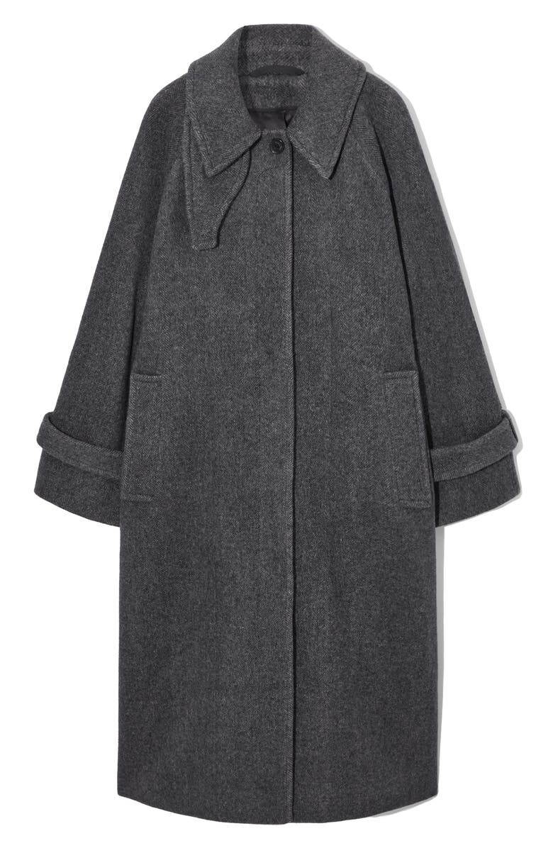 COS Oversize Herringbone Recycled Wool Blend Coat, Alternate, color,