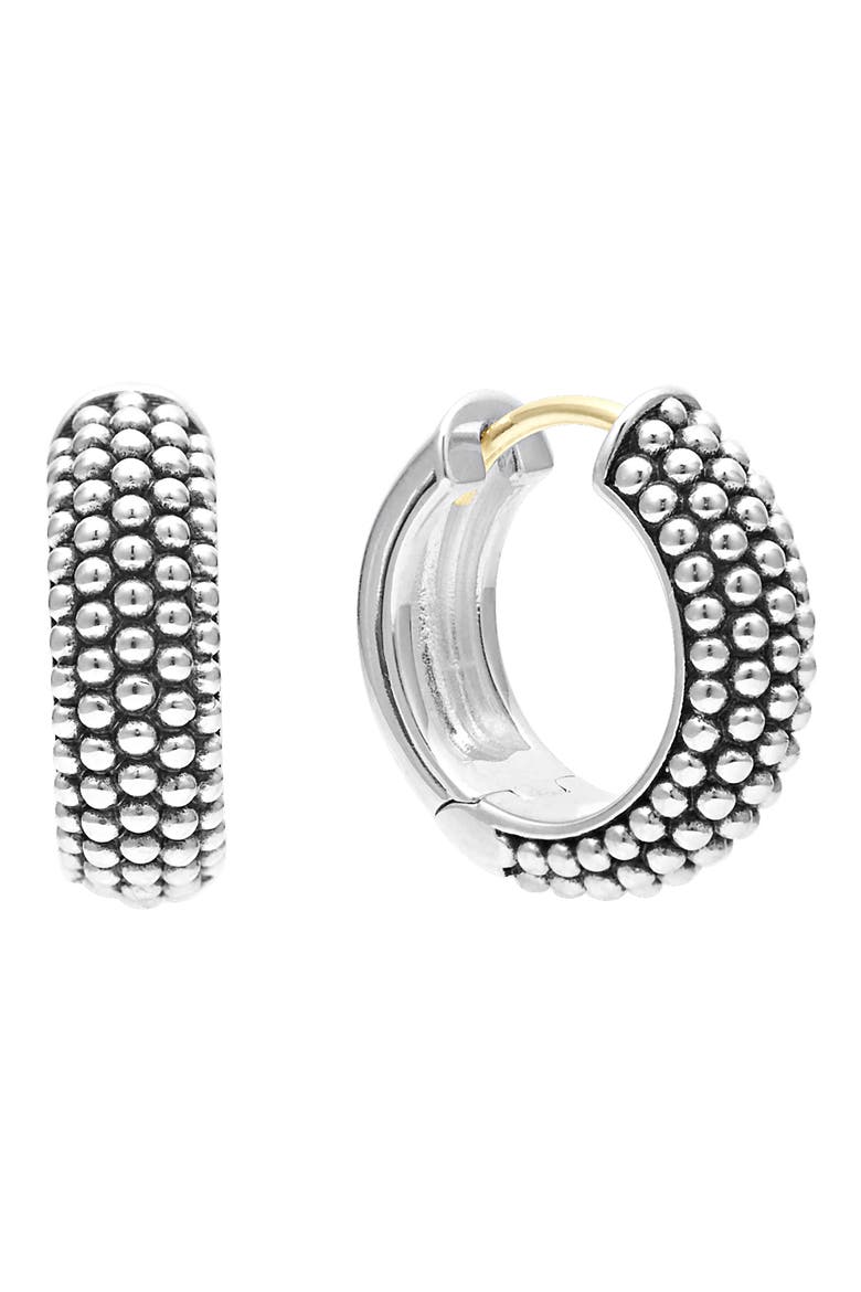 Signature Caviar Sterling Silver Huggie Hoop Earrings (Nordstrom Exclusive), Main, color, SILVER