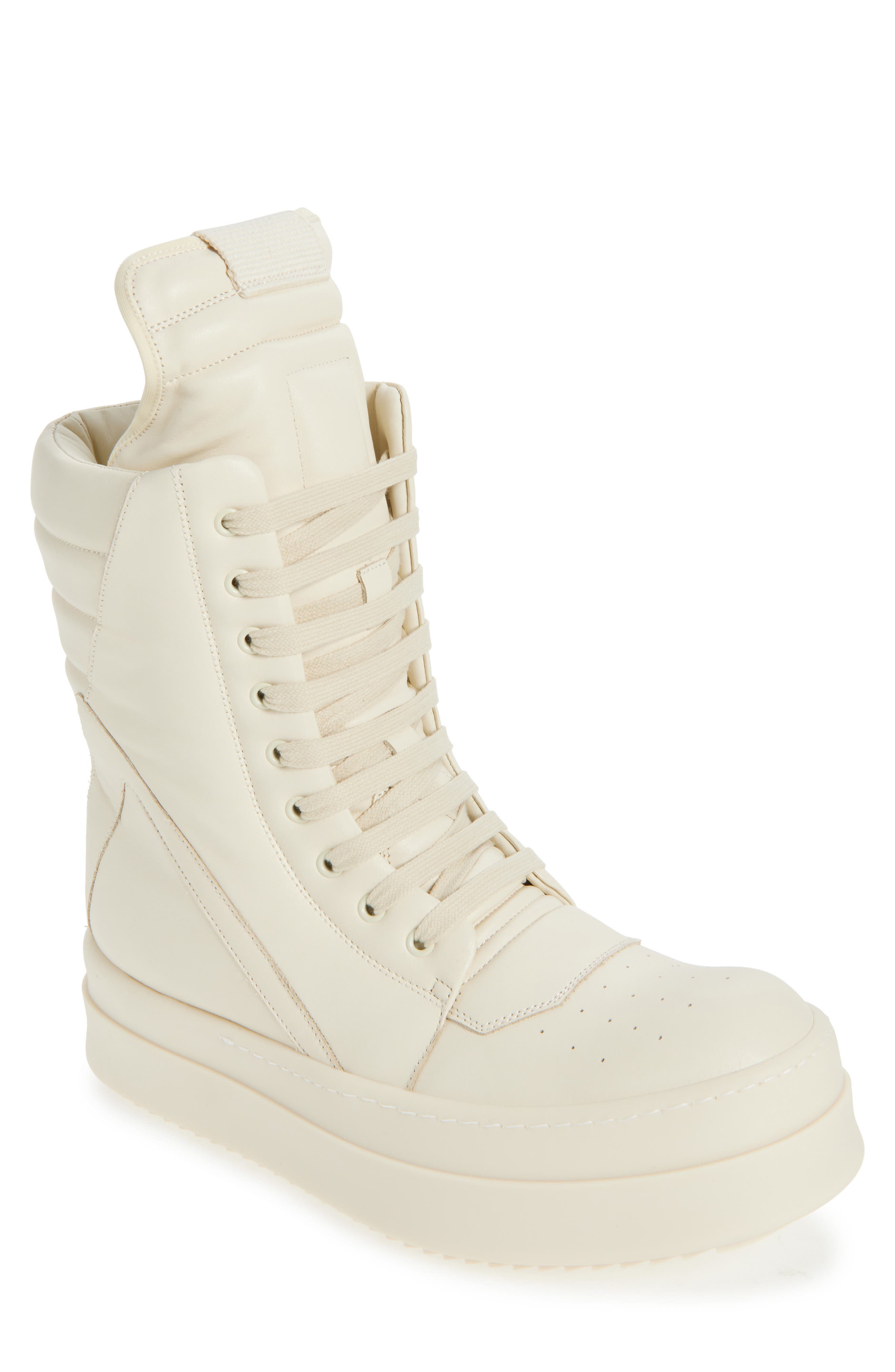 Rick Owens Mega Geobasket High Top Sneaker, Main, color, Milk/ Milk/ Milk