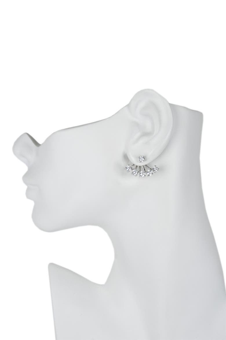 CZ Curved Bar Drop Earrings, Alternate, color, CLEAR/SILVER