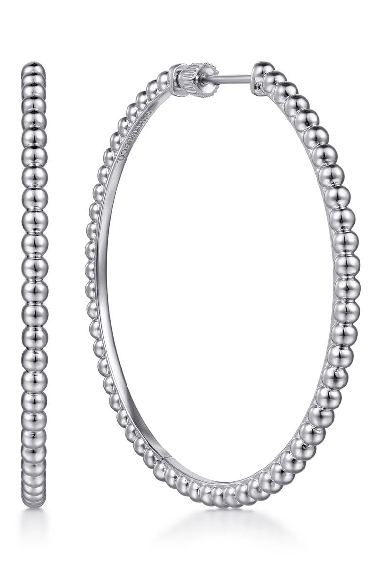 Bujukan Sterling Silver Hoop Earrings, 50mm, Main, color, STERLING SILVER
