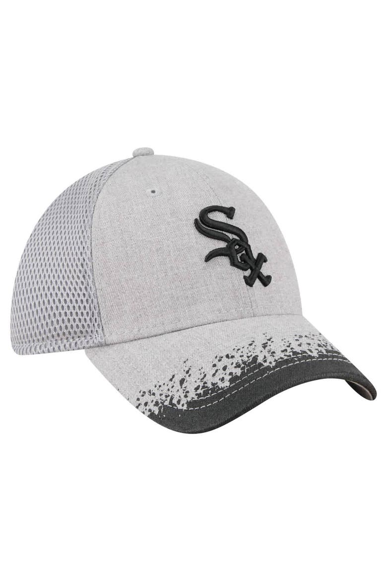 Men's New Era Gray Chicago White Sox Visor Paint Splatter 39THIRTY Flex Hat, Alternate, color, Gray