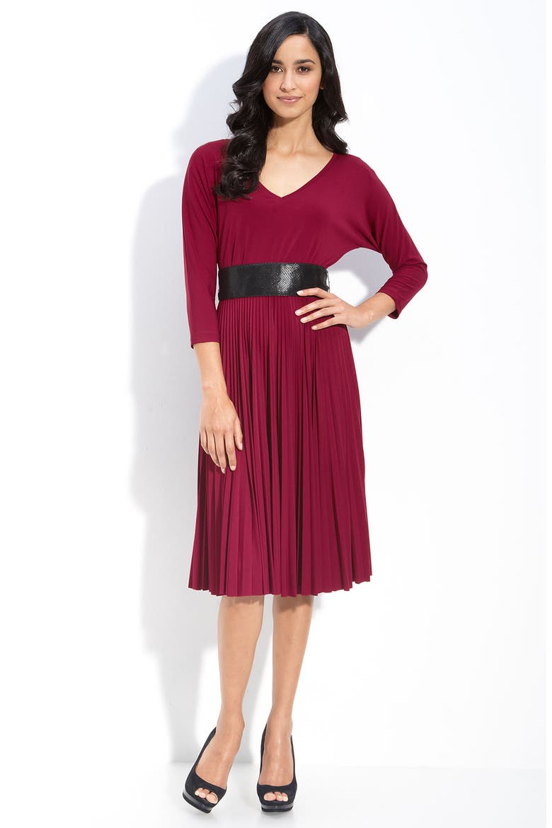 Belted Stretch Jersey Dress, Main, color, RIO RED