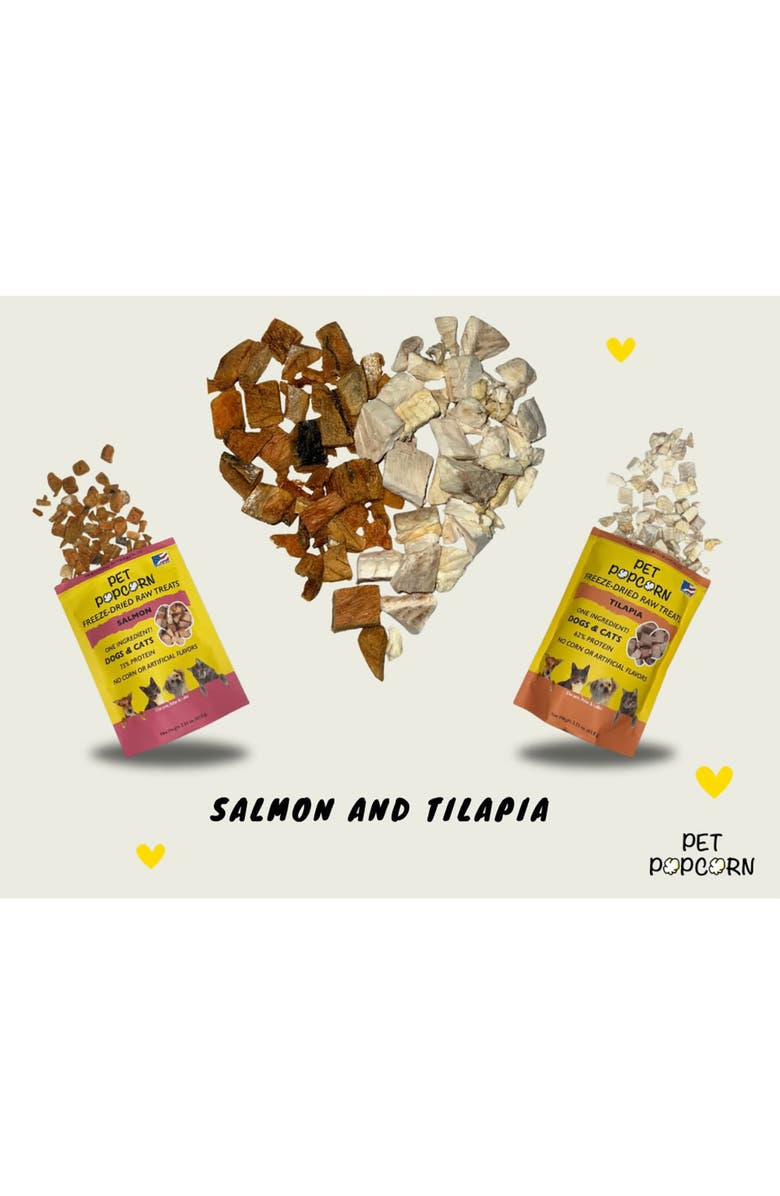 Pet Popcorn Freeze Dried Raw Treats, Tilapia, 2.5oz Bag, Dog & Cat Snacks, Alternate, color, 