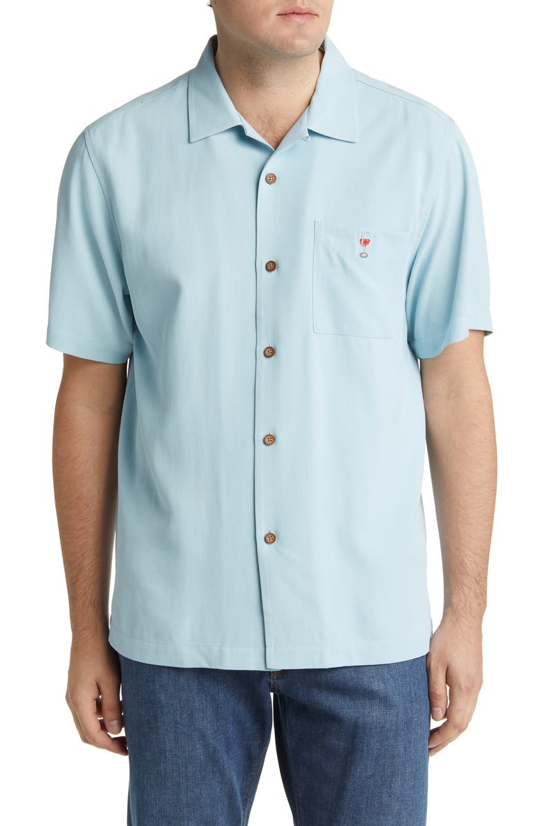 Tommy Bahama Stars, Stripes & Wine Embroidered Silk Camp Shirt, Main, color, 