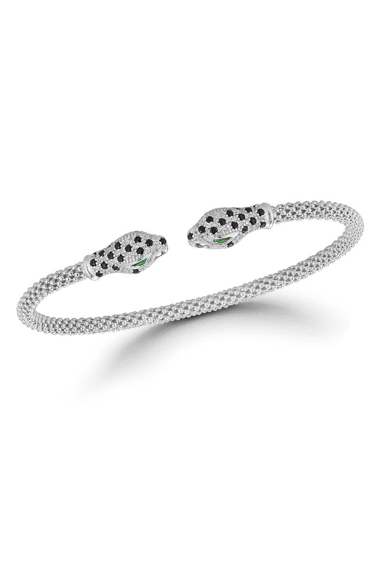 CHLOE AND MADISON Sterling Silver Cubic Zirconia Snake Cuff Bracelet, Main, color,