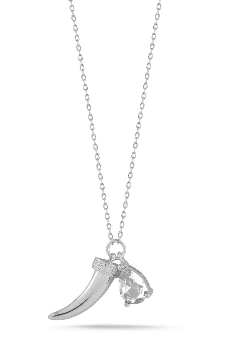 Horn Pendant Necklace, Main, color, SILVER