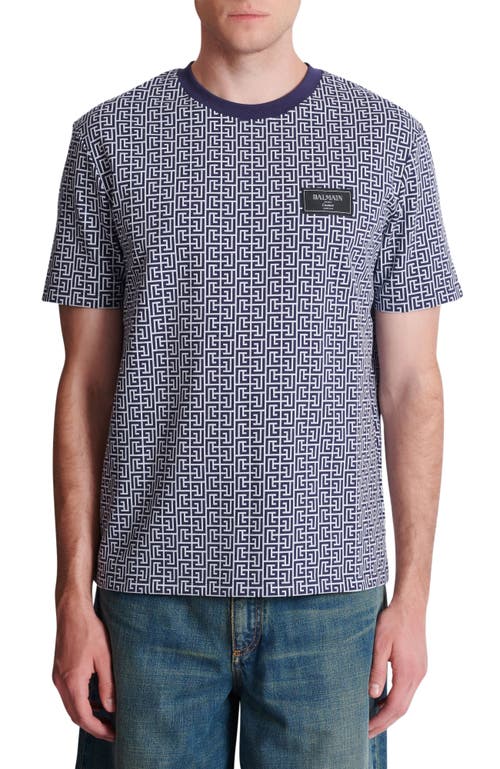 Balmain Monogrammed T-shirt With  Couture Label In Blue