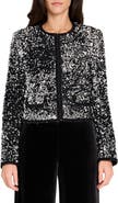 Tahari ASL Corded Braid Trim Sequin Jacket
