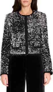 Tahari ASL Corded Braid Trim Sequin Jacket
