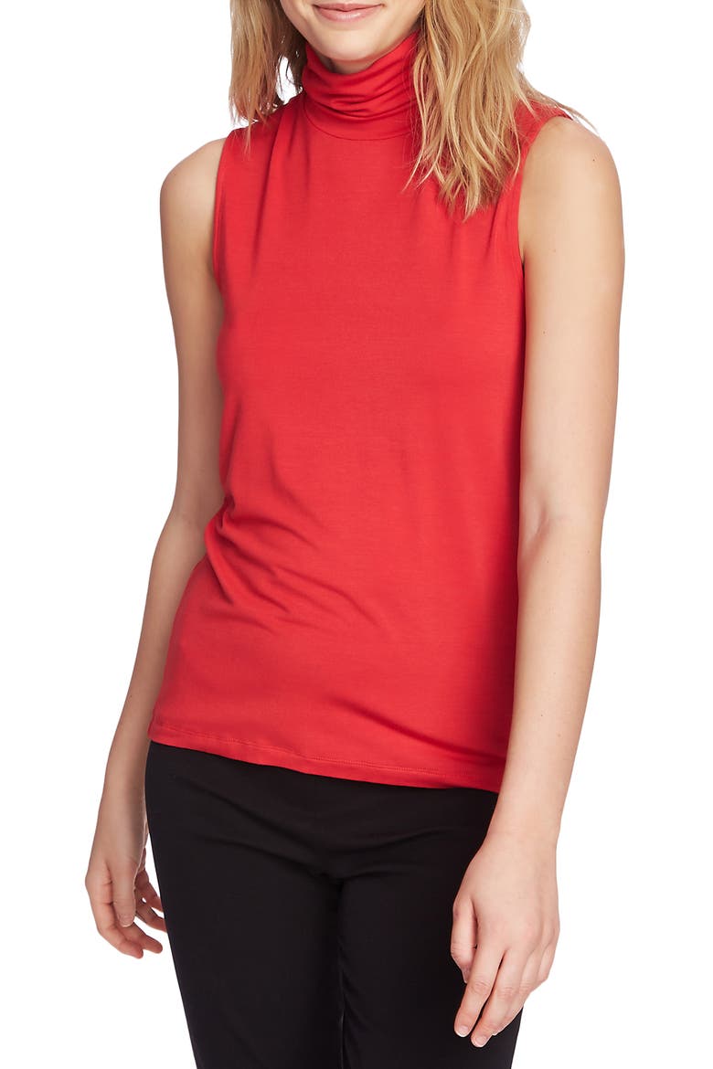 Sleeveless Turtleneck Top, Main, color, PREPPY RED