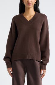 Open Edit Relaxed V-Neck Sweater