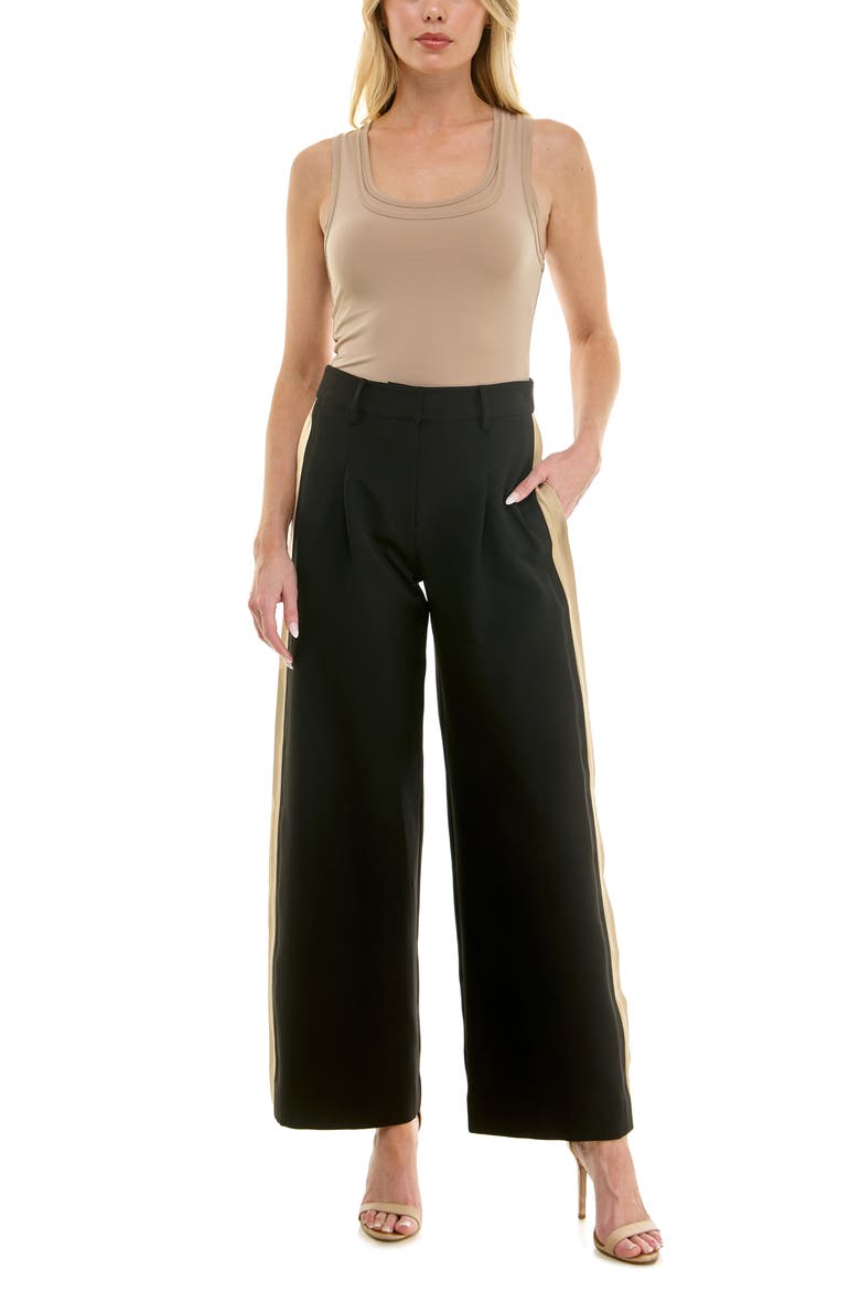 Wide Leg Side Stripe Pants, Alternate, color, BLACK TAN