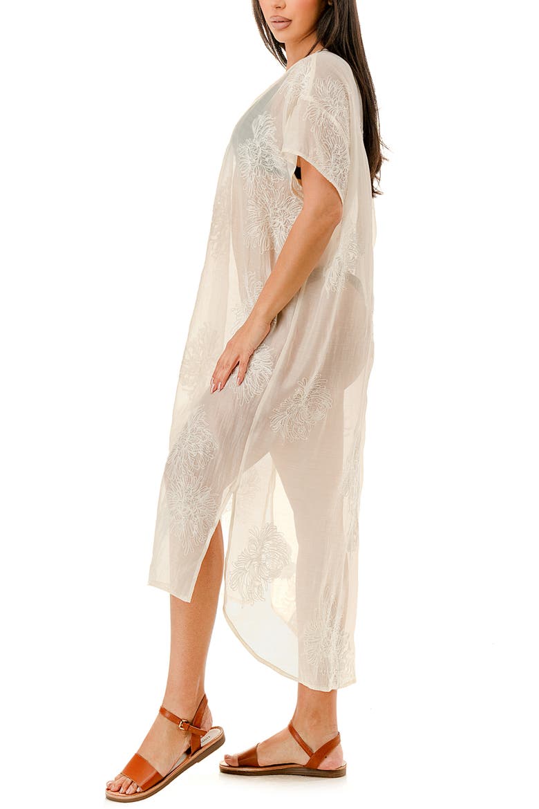 Embroidered Sheer Caftan, Alternate, color, IVORY