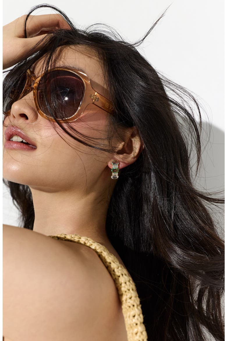 Mojito Blue J Hoop Earrings, Alternate, color, GOLD
