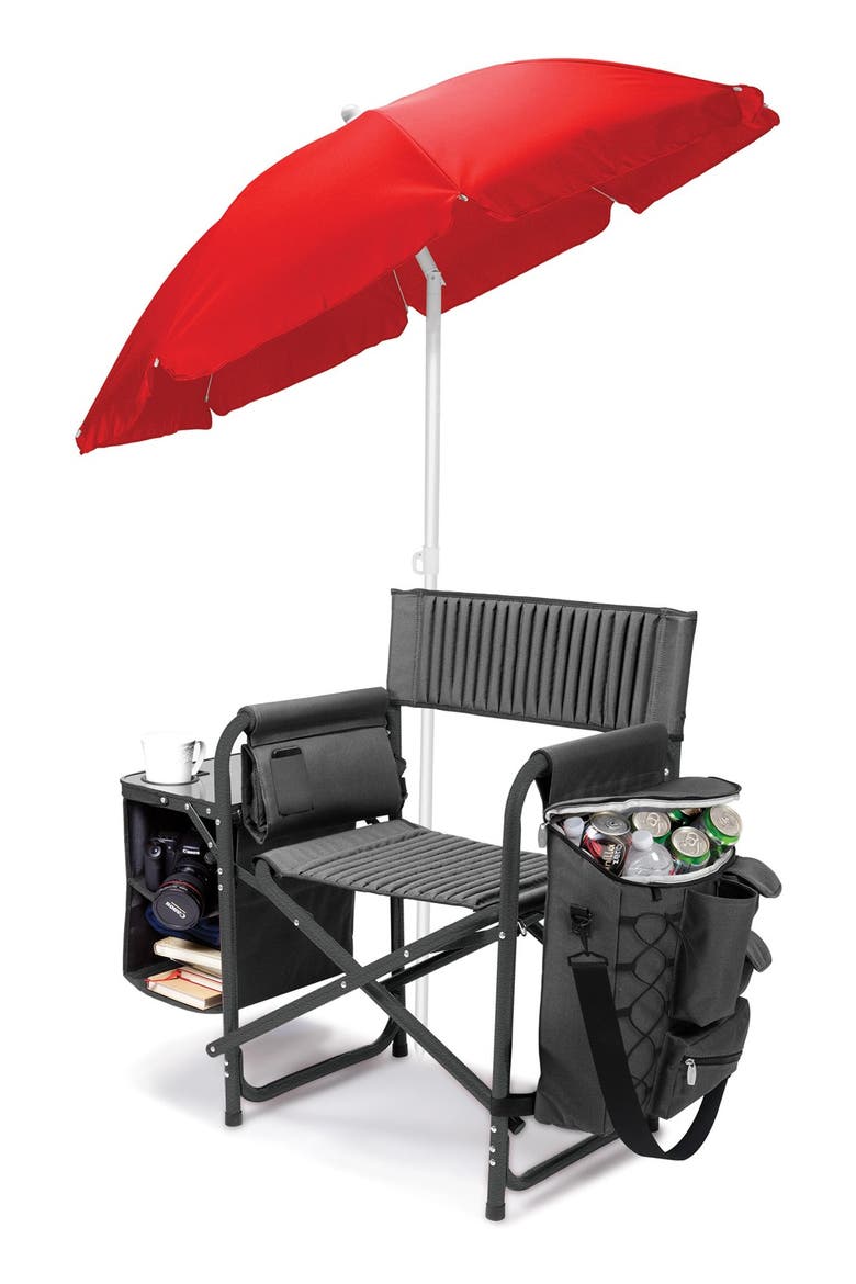 Picnic Time Fusion Backpack Chair with Cooler, Alternate, color, BLACK