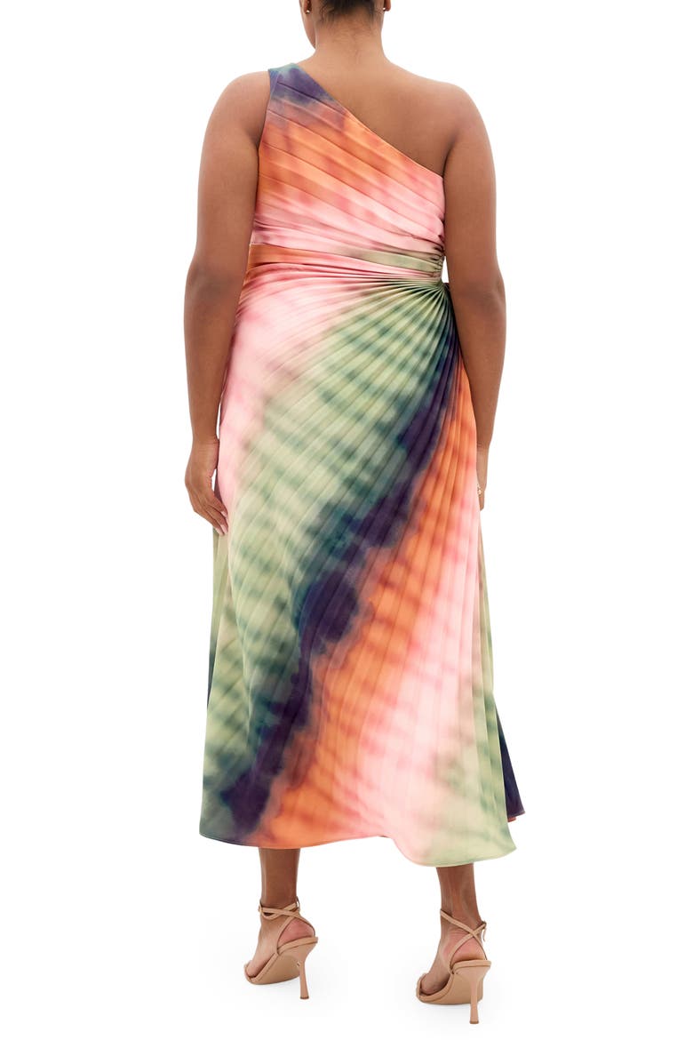 Aliza Print Cutout One-Shoulder Maxi Dress, Alternate, color, SUNSET OMBRE