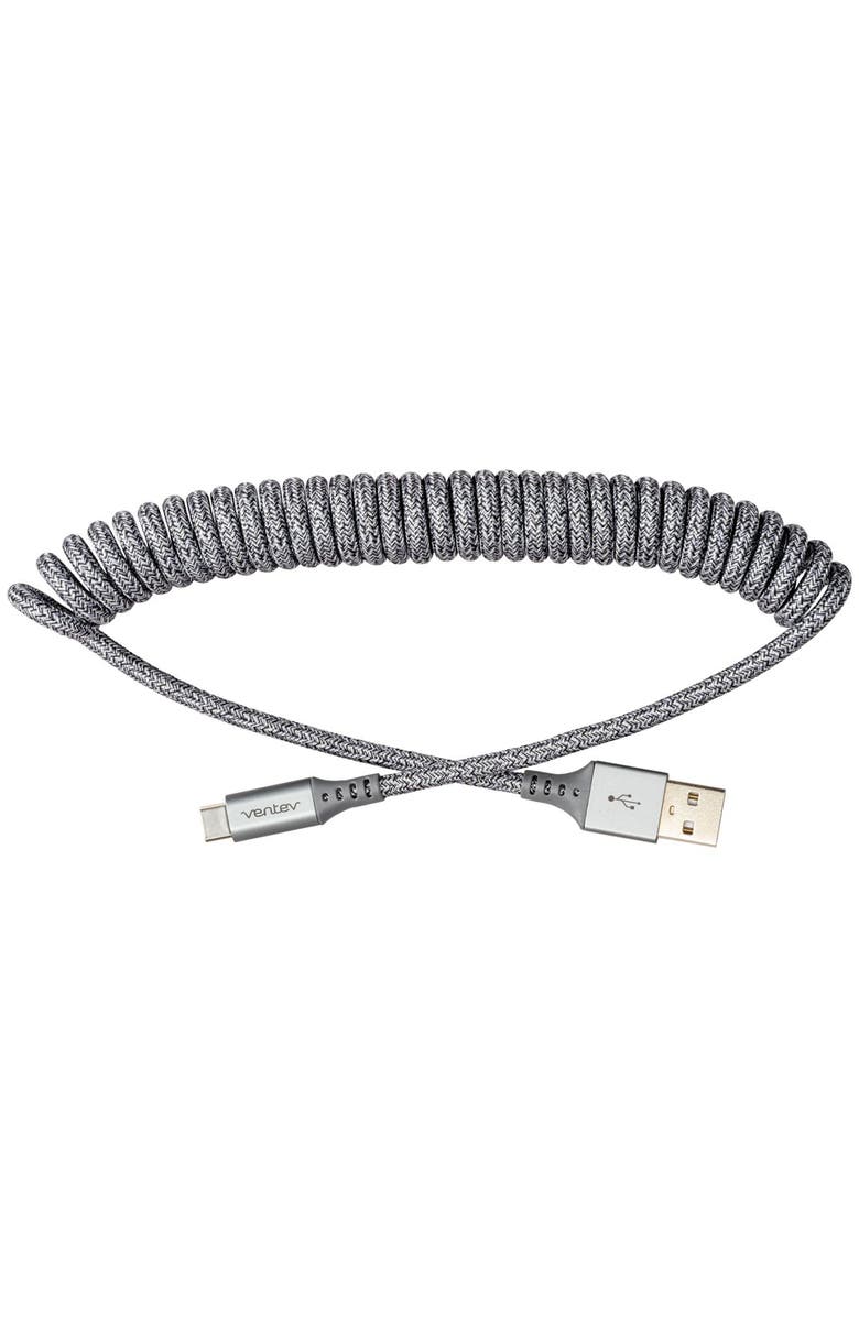 Ventev Helix USB-A to USB-C High Speed Travel 3 Foot Cable, Alternate, color, Gray