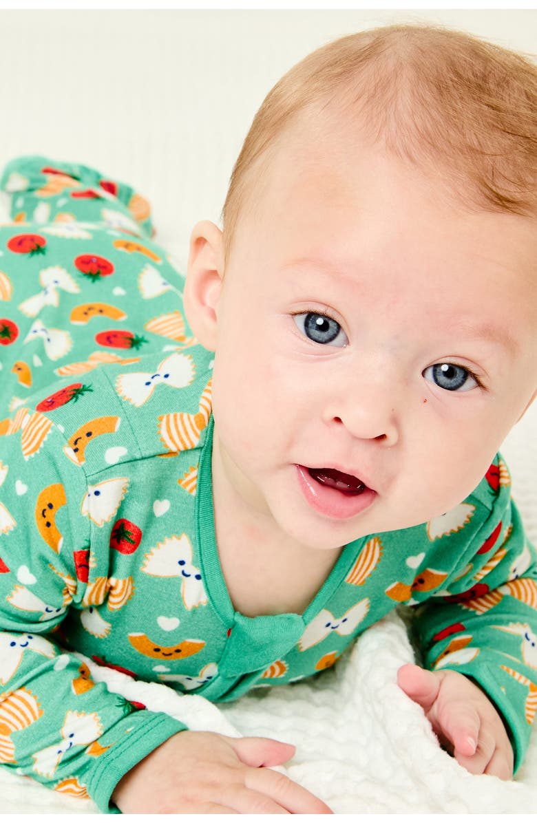 Clover Baby & Kids Soft & Stretchy Zipper Footie - Pasta Night, Alternate, color, Pasta Night