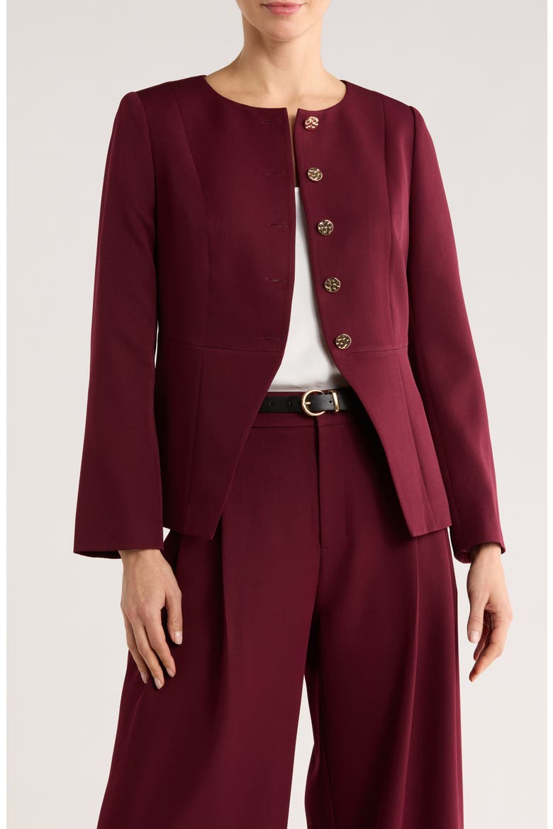 Hammered Button Cutaway Jacket, Main, color, BURGUNDY