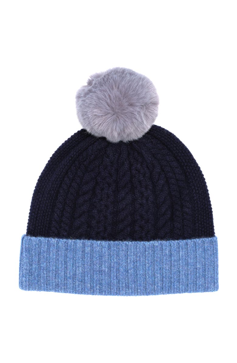 Echo Colorblock Cable Pom Beanie, Alternate, color, Navy