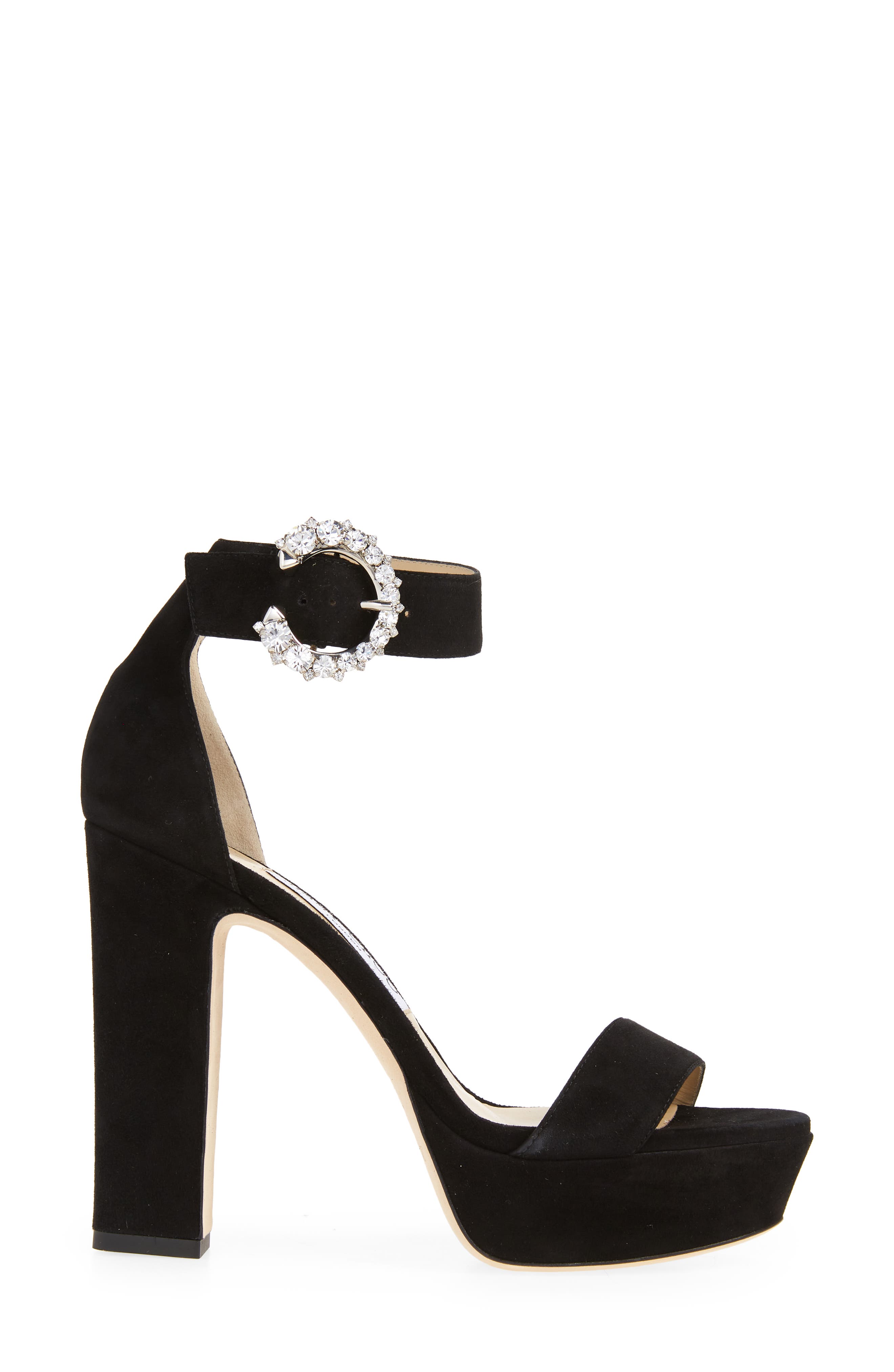 Mionne Crystal Buckle Platform Sandal, Alternate, color, BLACK/ CRYSTAL