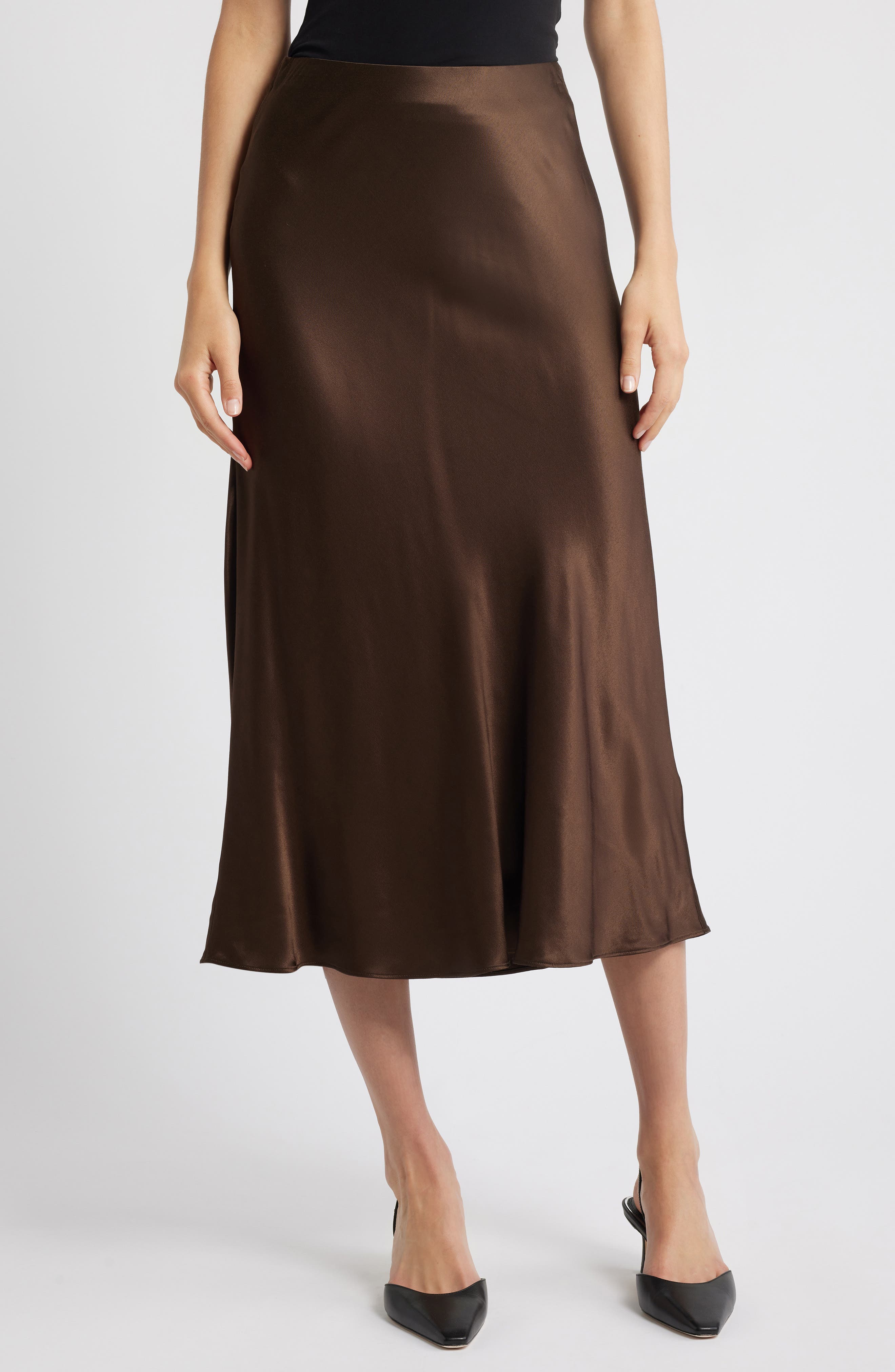 mid length satin skirts xl