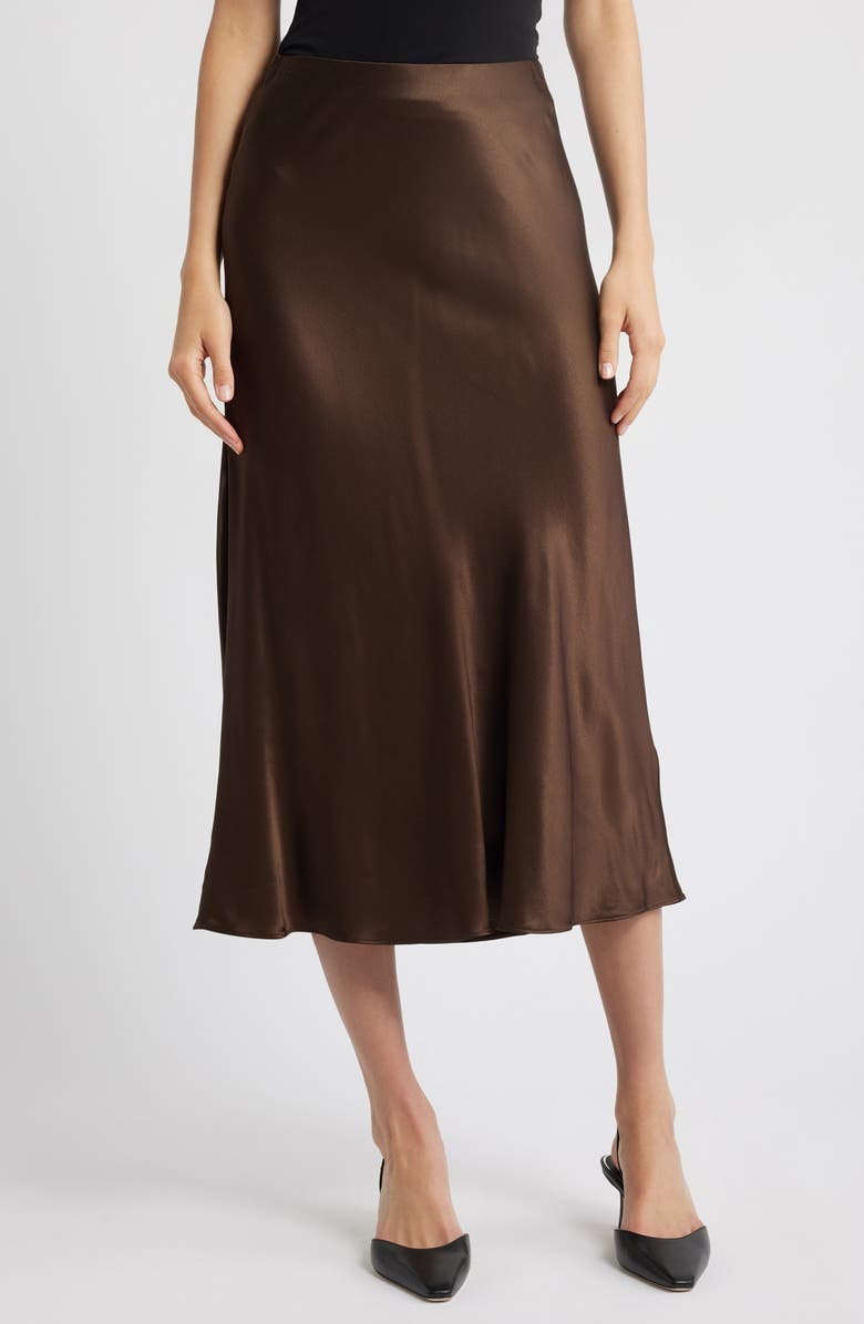 Rails Anya Satin Midi Skirt, Main, color, Dark Moss