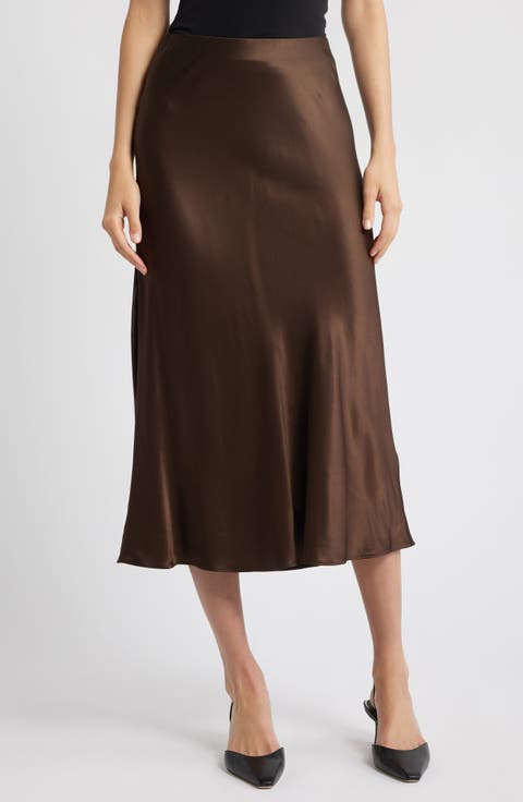 Anya Satin Midi Skirt