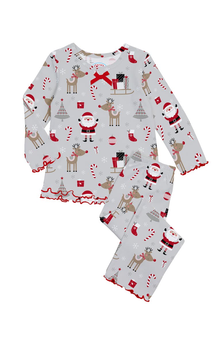 Sara’s Prints Loose Fit Ruffle PJ Set, Main, color, Xmas Icon