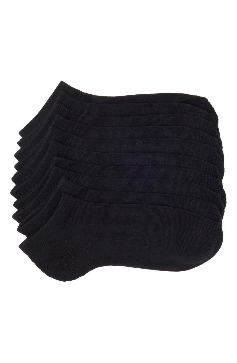 NORDSTROM RACK 5-Pack Pillow Sole Ankle Socks, Main, color, Black