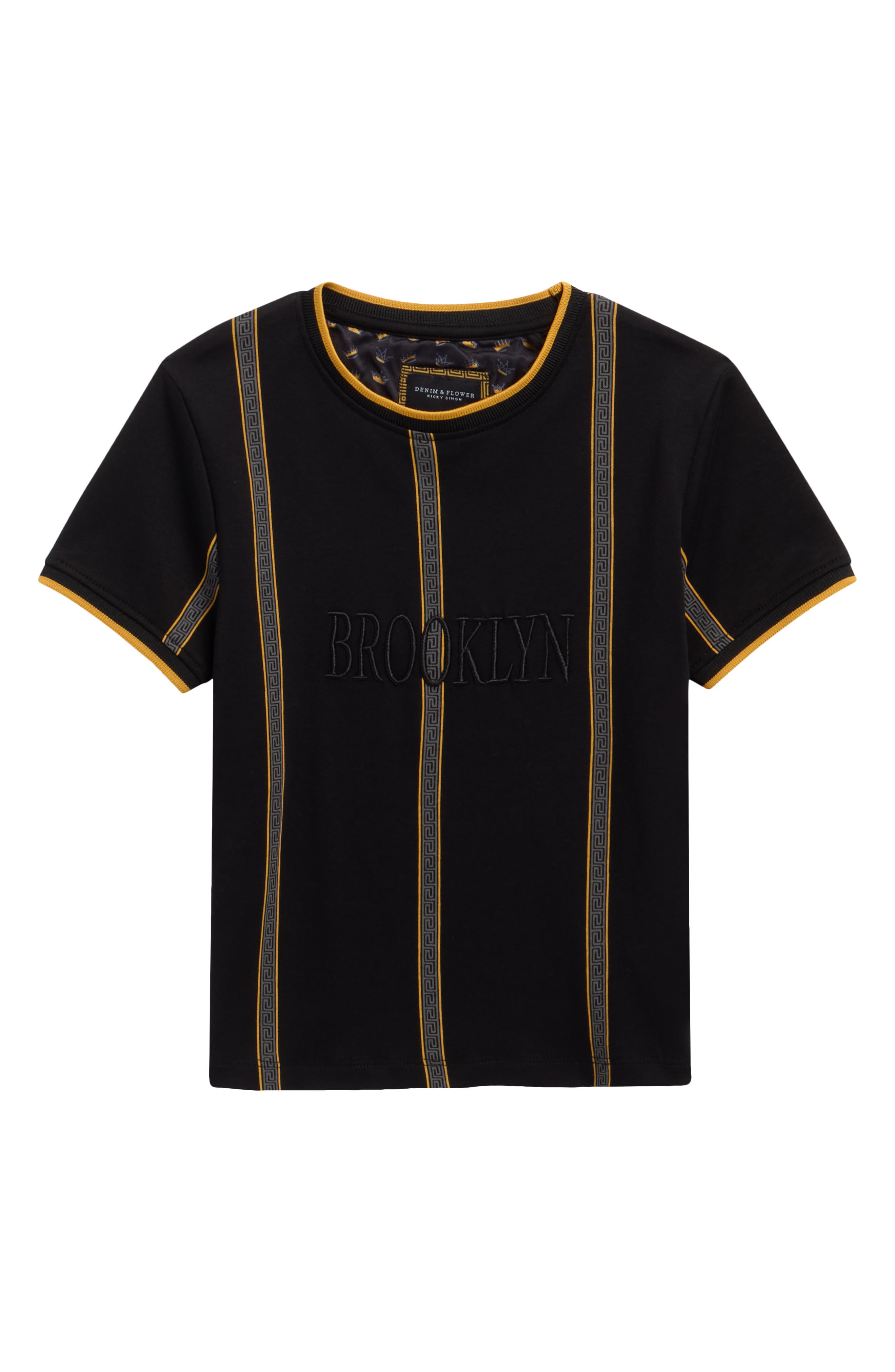 DENIM AND FLOWER Kids' Tipped Stripe Cotton T-Shirt