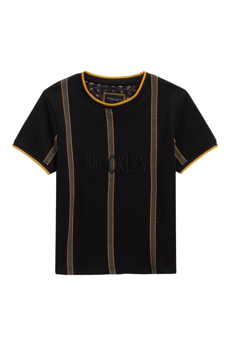 Kids' Tipped Stripe Cotton T-Shirt, Main, color, BLACK