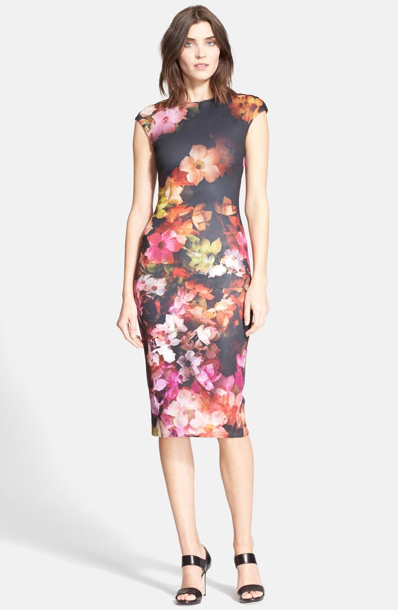 Ted Baker London 'Catina' Floral Print Body-Con Dress, Main, color, 