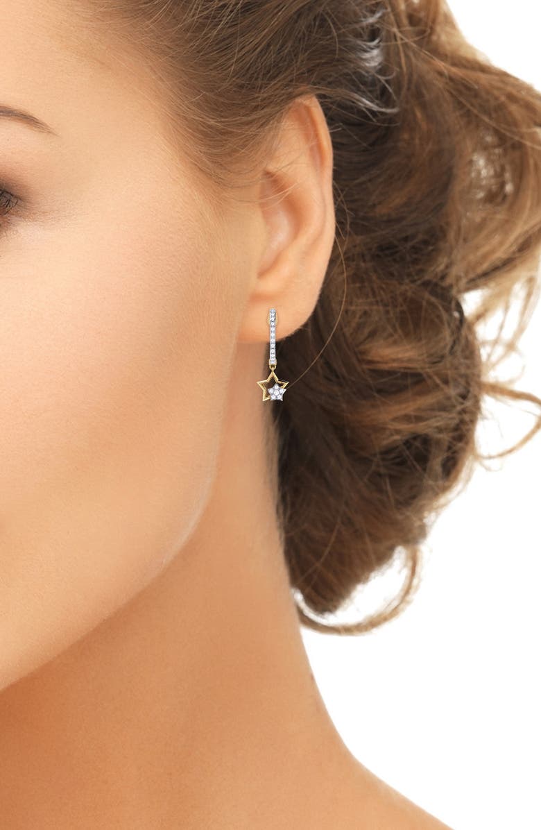 LuvMyJewelry Starkissed Duo Diamond Hoop Earrings, Alternate, color, 14Kt Gold Vermeil On Sterling